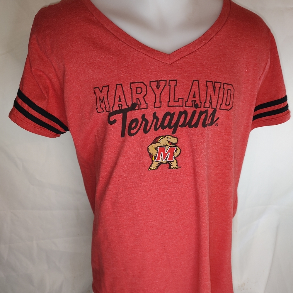 National Collegian Red Vneck University of Maryland Terps XL tee shirt